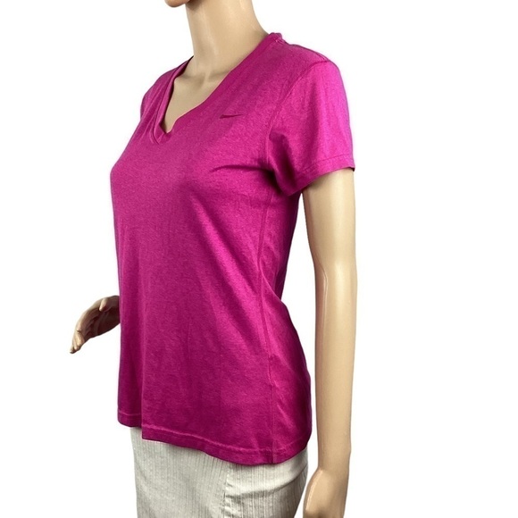 Nike Dri-Fit Top Size S Pink V-Neck Short Sleeve - Picture 2 of 4